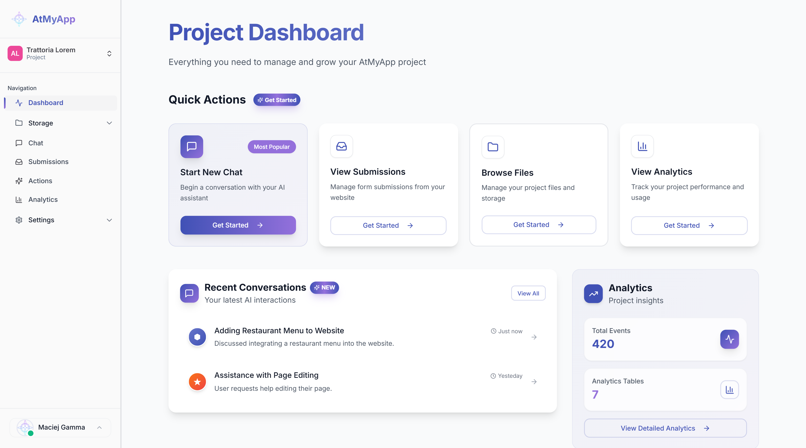 AtMyApp Dashboard